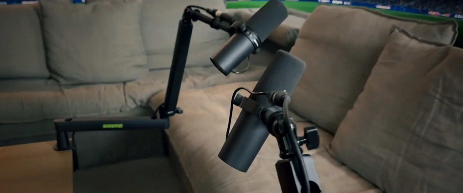 Shure microphones on boom arms